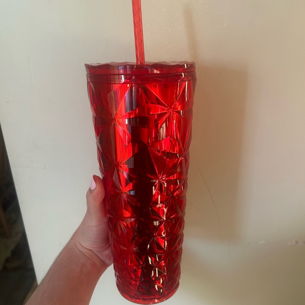 NWT Starbucks 2023 Holiday Poinsettia Red Prism Cold Cup Tumbler - Picture 3 of 5